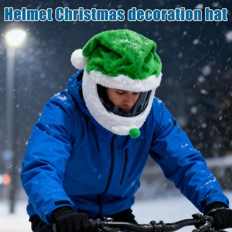 Santa Motorcycle Helmet Cover, Universal Fit Plush Christmas Helmet Hat for Bike Riding, Festive Xmas Cycling Cap, Funny Holiday RV Decoration & Gift - Image 2